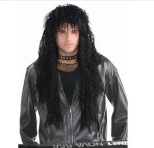 Hard Rocker Wig 80's Rock Star Fancy Dress Up Halloween Adult Costume Accessory - Picture 1 of 3