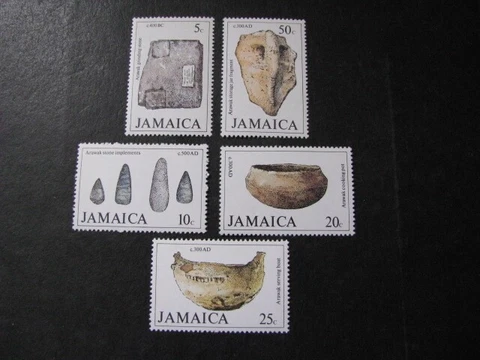 Jamaica Stamp Arawak Artifacts Set Scott # 452-456 Never Hinged Unused Cover