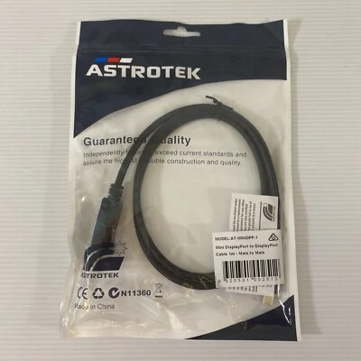 Mini DisplayPort DP to DisplayPort DP Cable 1m Male to Male Gold Astrotek - Image 1 of 3
