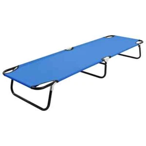 Folding Sun Lounger Blue Steel vidaXL - Picture 1 of 9