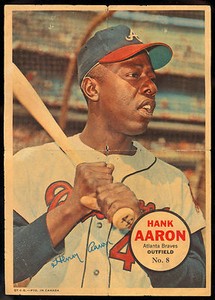 1968 TOPPS OPC O PEE CHEE CANADA PINUPS POSTER #8 HANK AARON VG ATLANTA BRAVES
