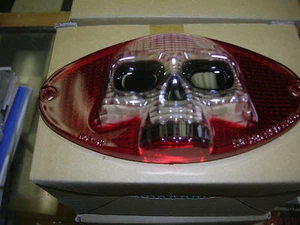 HARLEY CUSTOM CHOPPER BOBBER CATEYE 3 D SKULL TAILLIGHT LENS  RED & CLEAR - Bild 1 von 5