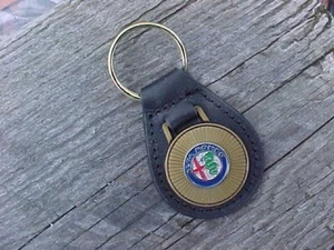 UNIQUE ALFA ROMEO GOLD LEATHER KEY FOB VINTAGE NOS CUSTOM-MADE TOP-QUALITY - Picture 1 of 5