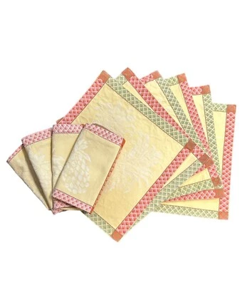 Conjunto de 6 tapetes e 4 guardanapos quadrados de pano amarelo laranja verde abacaxi estampa - Imagem 1 de 4