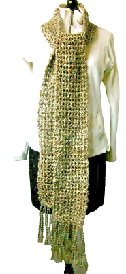 Bufanda Shaker Marrón 96x5 Larga Gruesa Hecha a Mano Crochet Tejida a Mano Cálida Suave Nueva con Etiquetas Foto 1 de 4