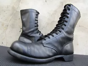 Vintage Herren 10 Zoll Schwarz Leder Kappe Zehe Kampf Sprung Stiefel UK 10 | US 11 - Bild 1 von 9