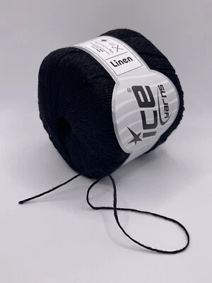 Пряжа для льда черная льняная 27247 тонкая спортивный вес 50 г 191 ярд 50% лен 50% вискоза - Изображение 1 из 4