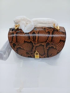 Neu mit Etikett Rebecca Minkoff Love Too braune Umhängetasche aus Schlangenleder - Bild 1 von 9