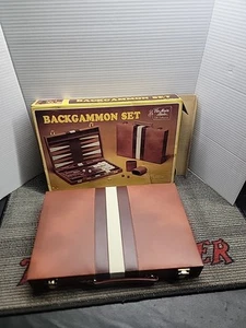 Vtg. Backgammon Board Game Set in Faux Leather Case & Original Box / 0525-ys1 - Picture 1 of 9