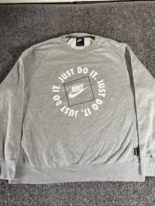 Nike Sportswear Sweatshirt Herren Large grau Just Do It Spell Out Fleece Boxy Fit - Bild 1 von 6