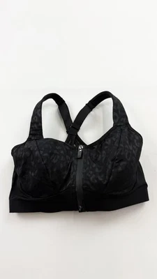 Victoria's Secret Sports Bra Womens 32DDD Front Zip Leopard Print Racerback Yoga - Image 1 of 4