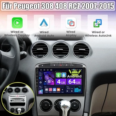 Für Peugeot 308 408 RCZ 2007-2015 Android 14 Autoradio 64G GPS Navi WiFi Carplay - Bild 1 von 4