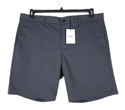 Theory Hombre Zaine Elástico Suave Algodón Satén 9" Chino Corto Gris Asfalto 40 Nuevo Con Etiquetas Foto 1 de 4
