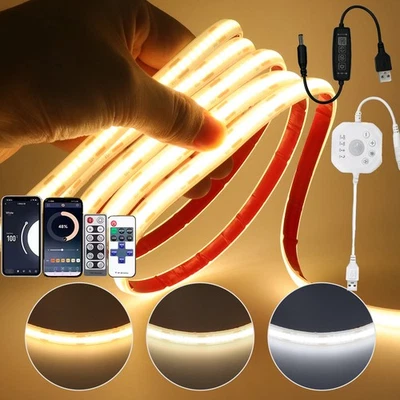 Dimmbar LED COB Stripe Streifen 5V USB Leiste Band Lichtband Keine Lichtpunkte - Bild 1 von 4