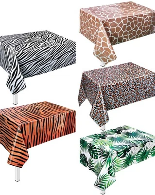 5 Pack Animal Safari Tablecloth,Zoo Print Table Cover,Jungle Animal Theme Leo... - Image 1 of 4
