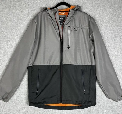 Rip Curl Jacket Mens Medium Gray Black Hooded Full Zip Mick Fanning Fleece Lined - Image 1 of 4