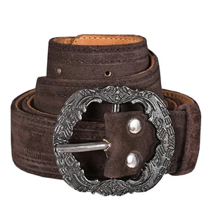 Traditional Bavarian Antiques Suede Leather Belt German Mens Oktoberfest Outfit - Picture 1 of 3