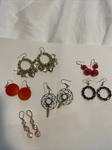 (6) PAIRS OF ASSORTED ELEGANT DANGLING EARRINGS,COSTUME JEWELRY ,Pre-owned - Picture 1 of 6