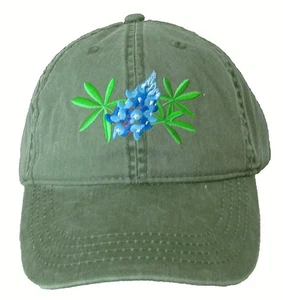 Texas Bluebonnet Embroidered Cotton Cap NEW Hat Flower - Picture 1 of 1