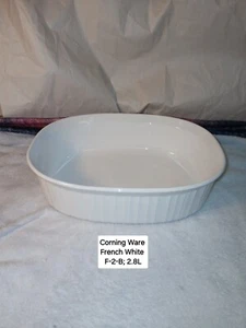 Corning Ware French White F-2-B, 2,8 l (2&1/2 Quart) ovale Kasserolle, ohne Deckel Vintage  - Bild 1 von 24