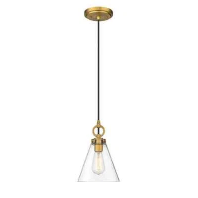 Unbranded Harper 1-Light Rubbed Brass Globe Pendant Light with Clear Glass Shade - Image 1 of 3
