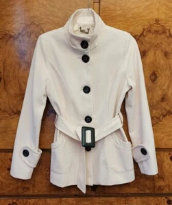 WOMEN'S JOU JOU IVORY & BLACK BELTED SPY TRENCH COAT~ MEDIUM - Picture 1 of 3