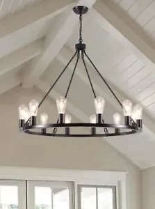 Wagon wheel Style Modern Chandelier 12 light - Picture 1 of 4