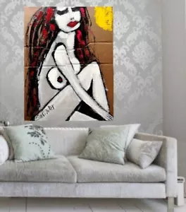 BIG Pop Art SUNBATHING NUDE Upcycled 21 X 17 PAINTING SWARTZMILLER DNA signed - Picture 1 of 24