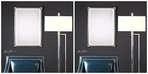 PAR DE ESPEJOS DE TOCADOR DE PARED CON MARCO METÁLICO PLATEADO Y ACRÍLICO MACKAI 33" 09199 - Imagen 1 de 3