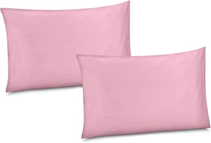 Cotton/Percale 210 Thread Count Set of 2 Soft Home Bedroom Pillowcases- Pink-Que - Picture 1 of 3
