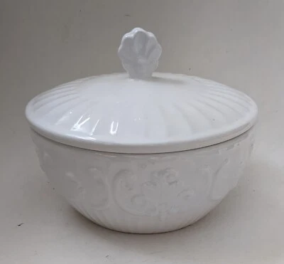 American Atelier Baroque 6" Round Serving Bowl with Lid 5599 Ironstone White - Image 1 of 4
