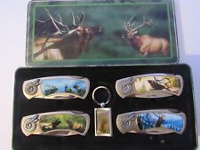 Elk Knives set of 4 with key ring . New in Tin Box New Very Nice