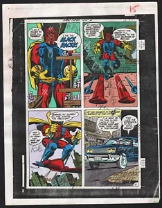 NEW GODS 3 PRODUCTION ART HAND COLORED SIGNED JACK KIRBY ANTHONY TOLLIN COA PG15 - Picture 1 of 8