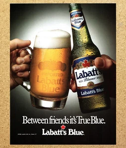 Labatt's Blue Pilsener Beer Imported Bottle Mug - Magazine Print Ads Poster 1993 - Picture 1 of 3
