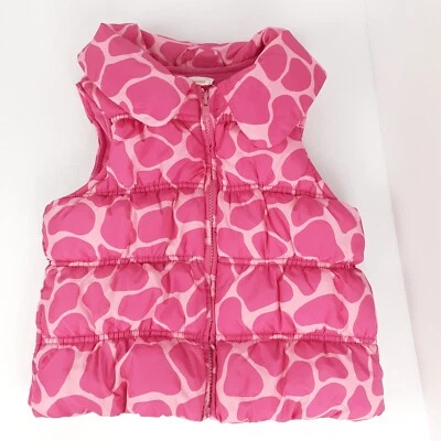 Chaleco acolchado Gymboree para niñas talla S 5/6 rosa jirafa forrado de lana bolsillos con cremallera completa Foto 1 de 4