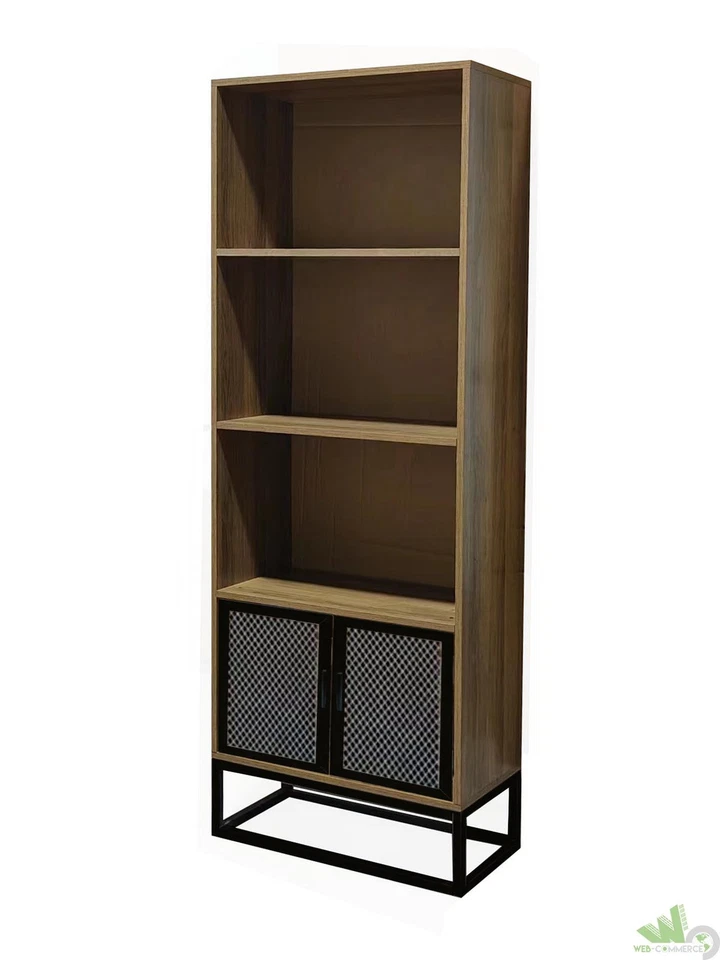 LIBRERIA SCAFFALE CON FORDO STILE INDUSTRIALE METALLO NERO QUERCIA 60X30X180 CM - Immagine 1 di 1