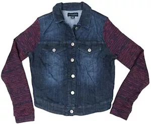 Tinseltown Juniors Sweater Sleeve Dark Wash Denim Jacket Medium - Picture 1 of 4