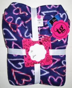 Total Girl Blue 2 Pc Candy Cane Heart Fleece Shirt Pants Pajamas Christmas 4-5 - Picture 1 of 3
