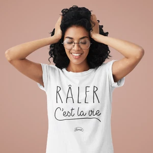 Women's Short Sleeve T-Shirt RALER C'EST LA VIE White - Picture 1 of 4