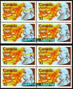 2x CANADA 1976 BENJAMIN FRANKLIN CENTENNIAL FV FACE 80 CENT MNH STAMP BLOCK LOT - Picture 1 of 2