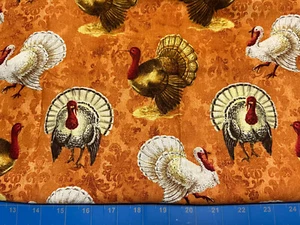 Tina SCRAP 9"x21" Pumpkin Fall Autumn Turkey Thanksgiving Harvest Cotton Fabric - Picture 1 of 1