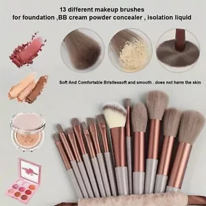 Maroon 13pc Makeup Brushes Set with Sponge & Bag - Free Gift Included! - Picture 1 of 4