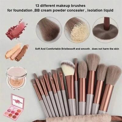 Maroon 13pc Makeup Brushes Set with Sponge & Bag - Free Gift Included! - Image 1 of 4