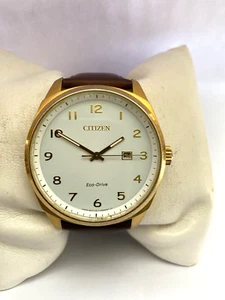 Citizen Herren Eco-Drive vergoldet Datum 100MTWR Lederarmband Uhr E111-R006801 - Bild 1 von 12