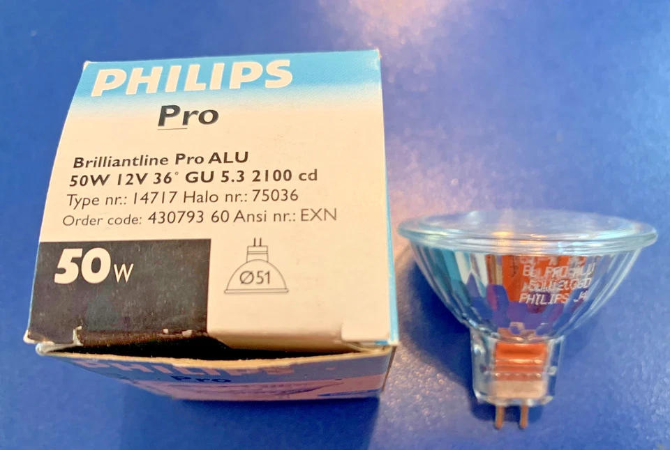 Philips Brilliantline Pro Alu Halogen GU 5.3 12V 50W 36° 14717 EXN 4000H - Image 1 of 1
