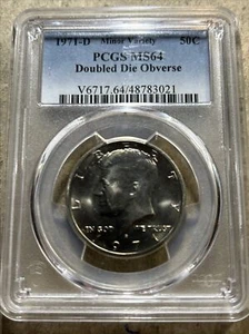 1971-D Kennedy Half Dollar - Double Die Obverse PCGS MS 64 Minor Variety - Picture 1 of 10