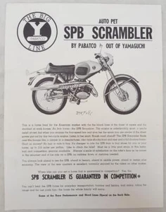 SPB SCRAMBLER BY PABATCO Motorcycle Sales Leaflet c1963 USA PRINT - Picture 1 of 2