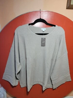 Top Jill Purejill Talla XL Cuadrado Texturizado Tejido Manga 3/4 Algodón y Cachemira ¡Cómodo! Foto 1 de 4