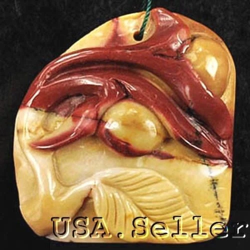 44x42x11mm Beauty Natural Mookaite Jasper Carved Leaf Pendant Bead Free Shipping - Imagem 1 de 1