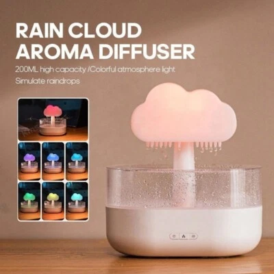 AUSHA Rain Cloud Humidifier Aroma Diffuser LED Night Light USB Air Mist Maker - Image 1 of 4